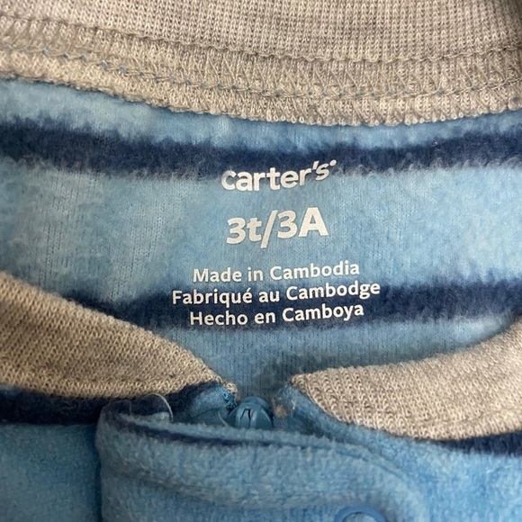 Carter’s Fleece Footed Onesie 3T Blue Bear - Picture 4 of 6